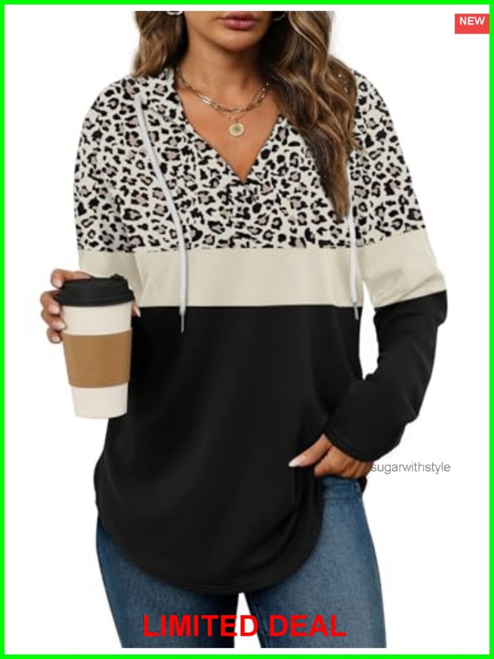Womens Oversized V Neck Pullover Hoodie Sweatshirt Loose Fit Long Sleeve